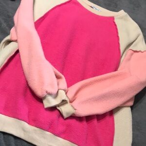 Pink & Cream Colorblock Women's Sweater